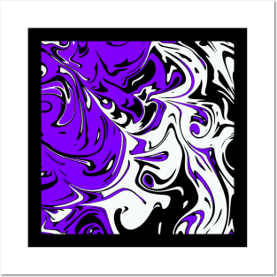 Violet white black Liquid Abstract Art Posters and Art